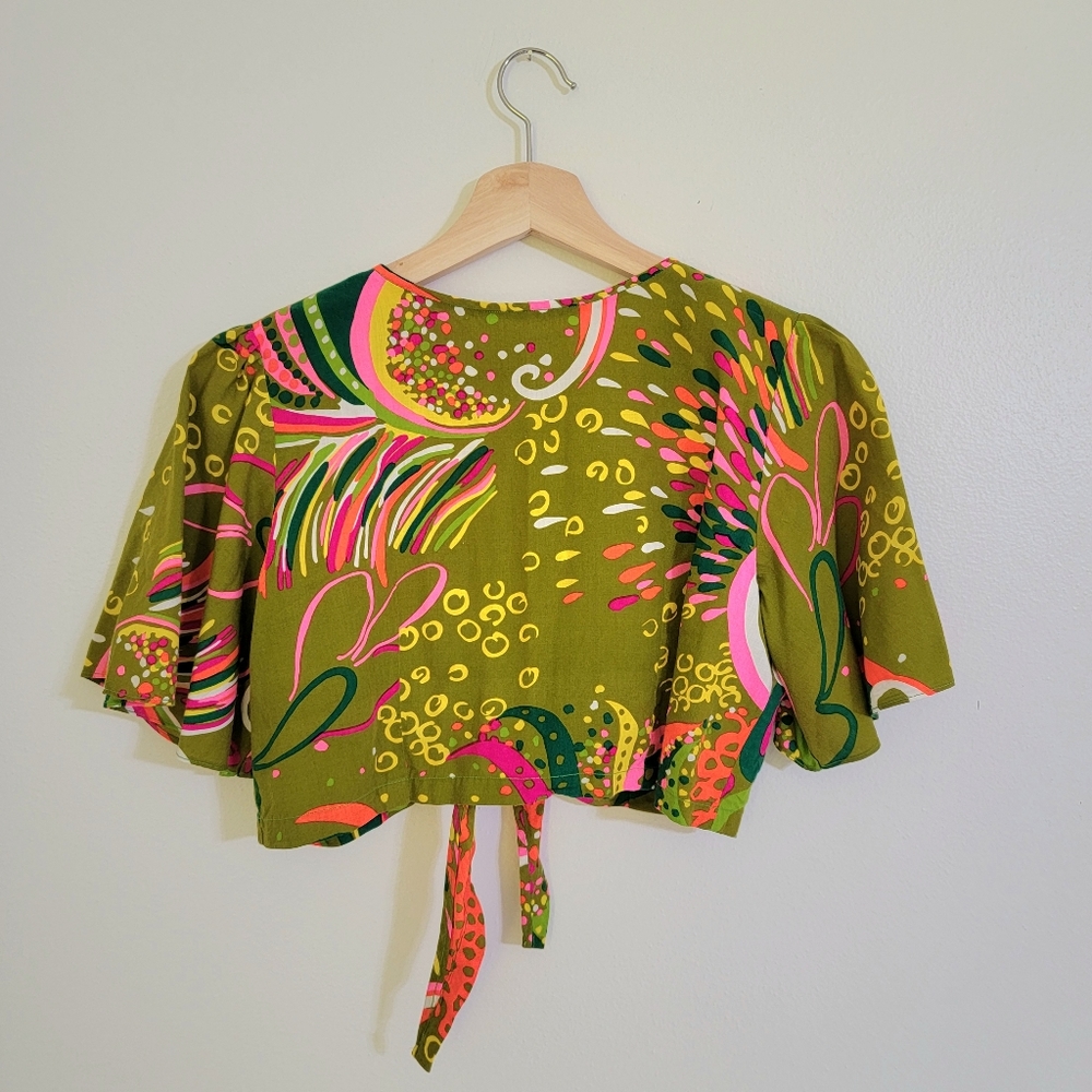 Vintage 1970's Handmade Tie Front Top - Picture 2 of 4